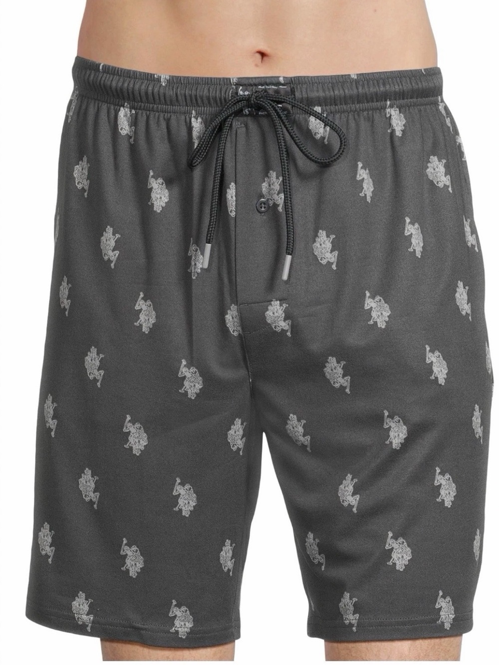 U.S. Polo Assn Men’s M Sleep Shorts Lounge Pajama Gray Logo Print Drawstring